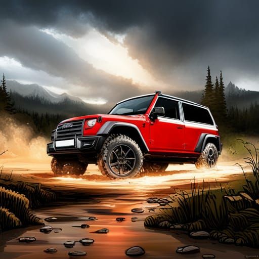 (masterpiece, best quality: 1.1), super detail, (painted in gloss red: 1.05), vehicle focus, no people, car, wheel, tire...