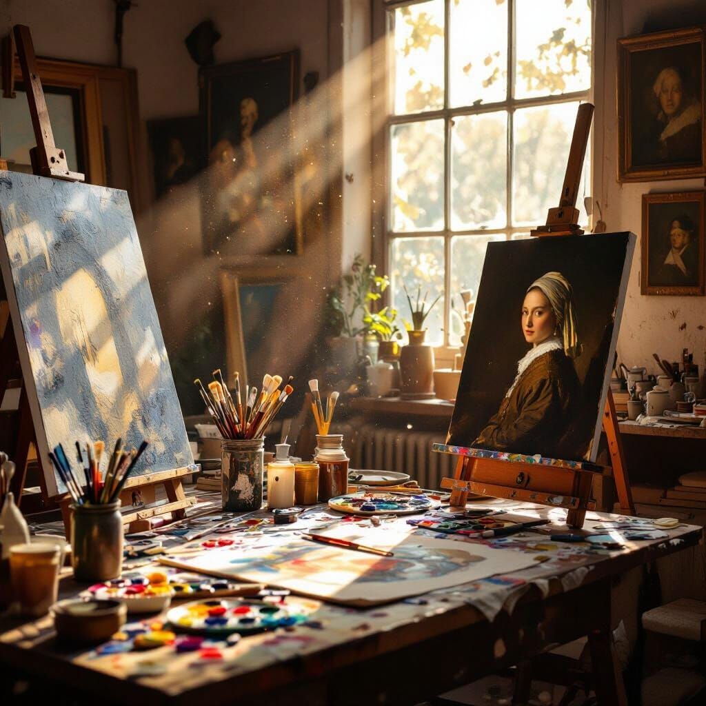 Cozy Artist Studio in Warm Afternoon Sunlight