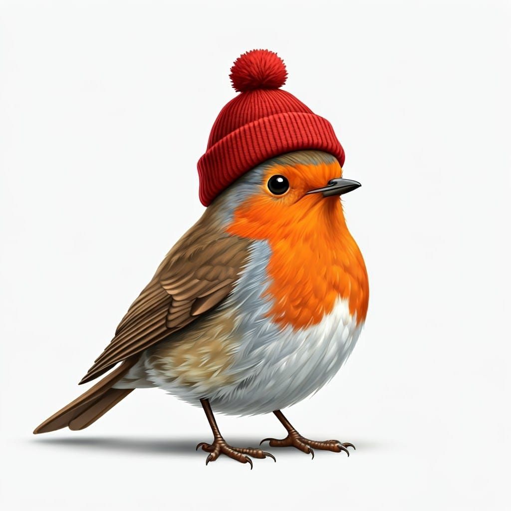 Classic Christmas Robin in Red Hat by E. H. Shepard