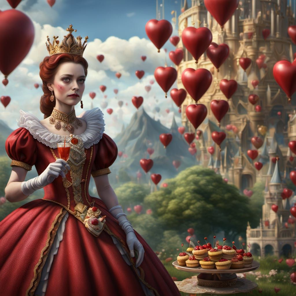 Epic Queen of Hearts Tarts Summer Scene in Digital Matte Pai...