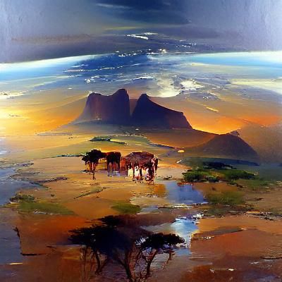 African Landscape in Oil Painting Style