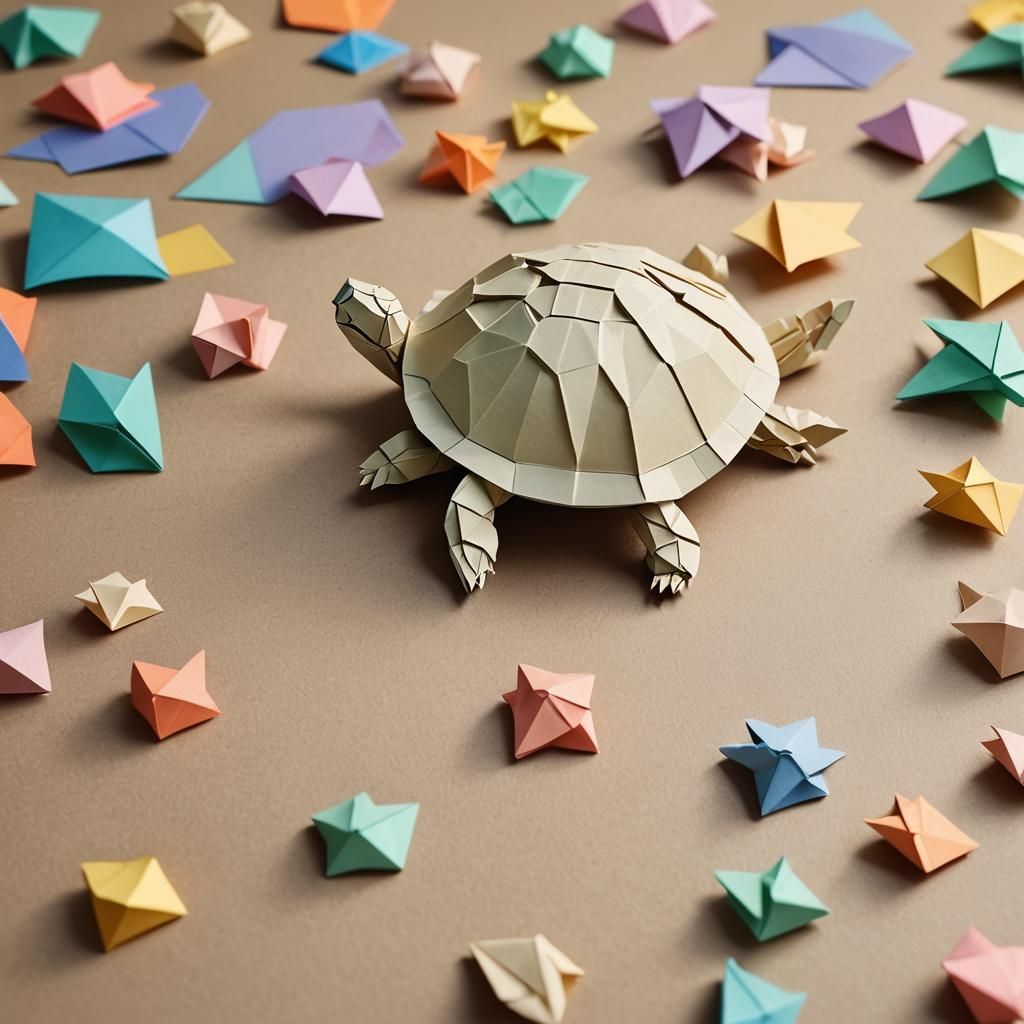Origami Tortoise Papercraft Still Life