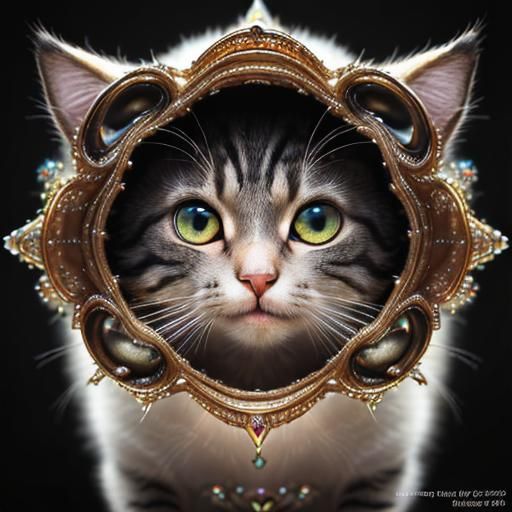 Ornate Cat Portrait with Hidden Feline