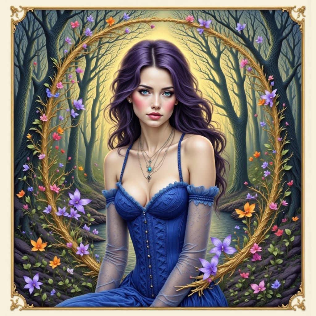 Beautiful Woman in Flowing Skirt, Watercolour Style