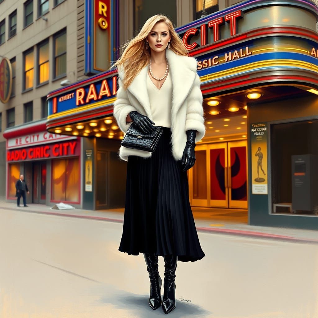 Elegant Redhead in Luxurious Winter Attire