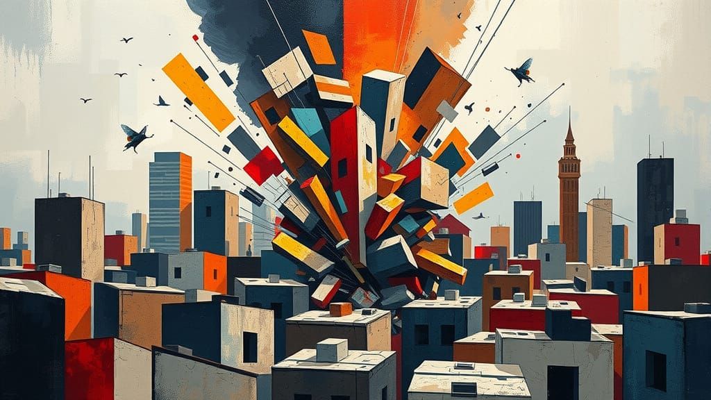 Cubist Explosion Shatters Cityscape