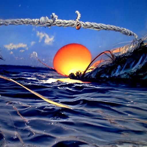 Pacific Sunset Over Tropical Islands as Oil Painting