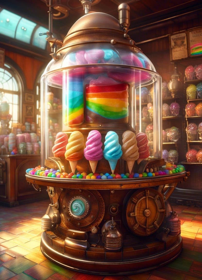 Steampunk Candy Shop with Fairy and Rainbow Ice Cream