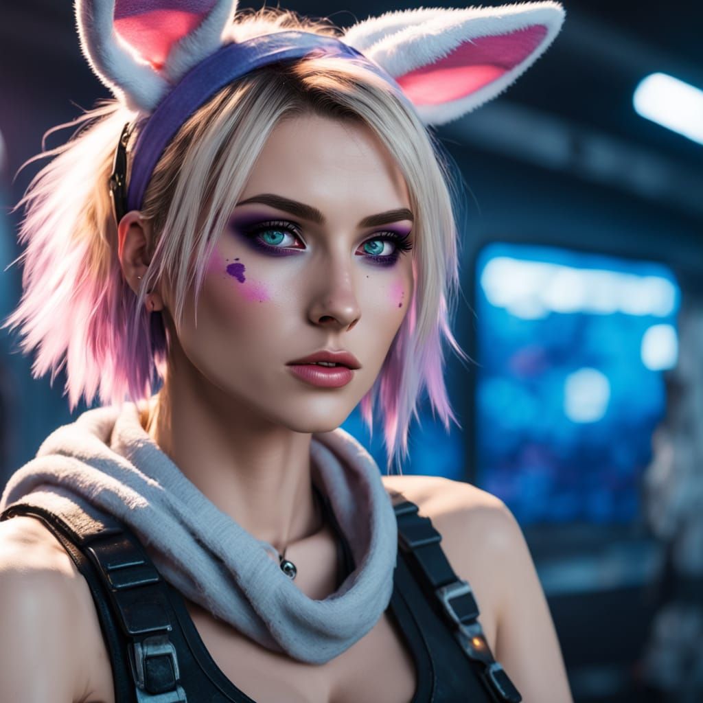 Cyberpunk Girl in Post-Apocalyptic Hospital