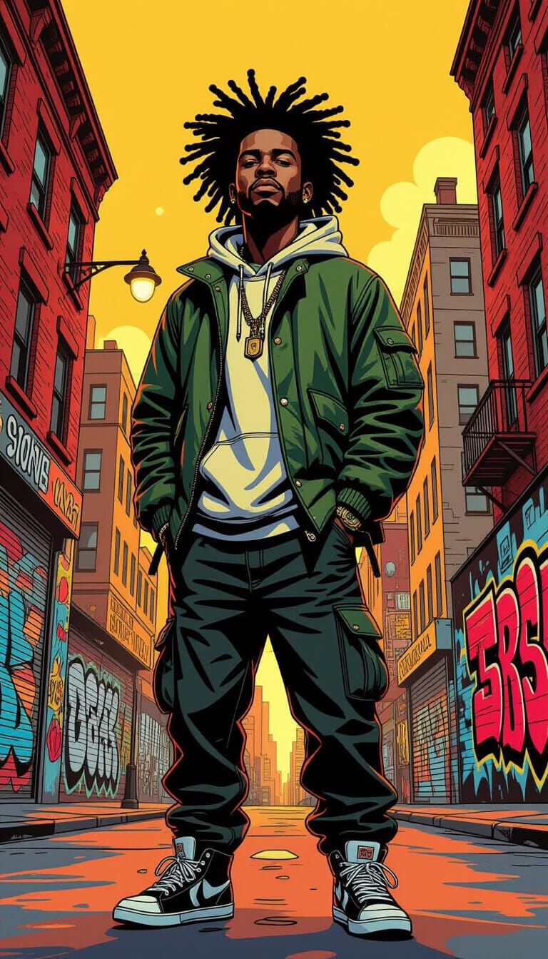 Urban Hip Hop Art with Vibrant Graffiti