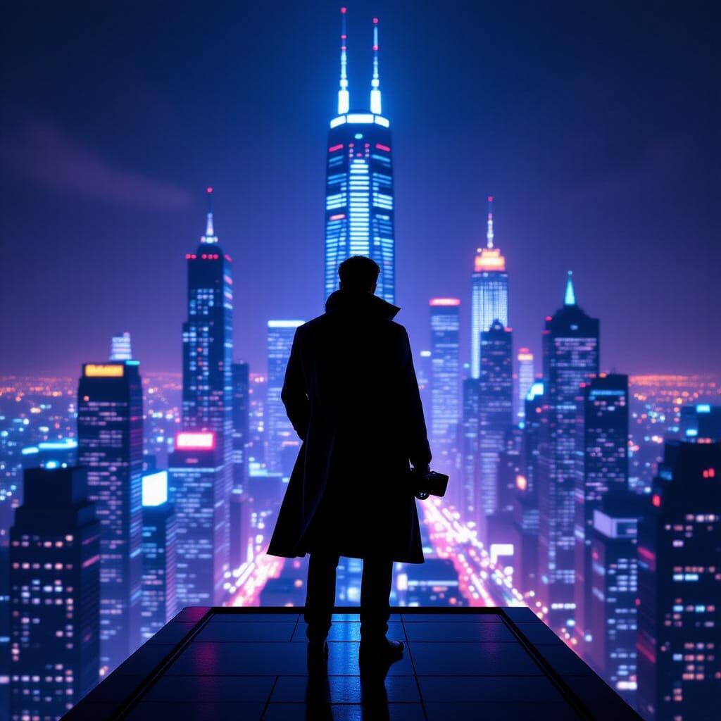 Neon Cityscape Photographer in Cyberpunk Style