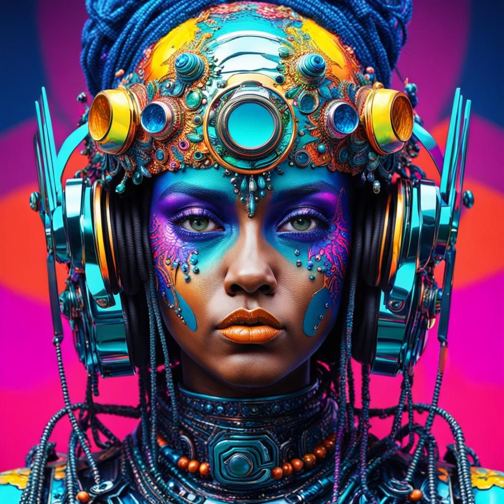 Biopunk Woman in Vibrant Colors
