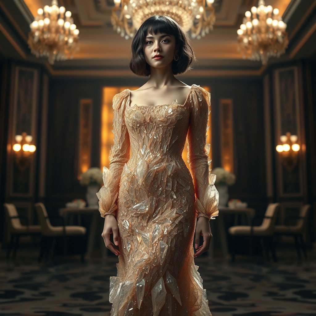 Crystalline Gown in Grand Ballroom, Fashion Photography