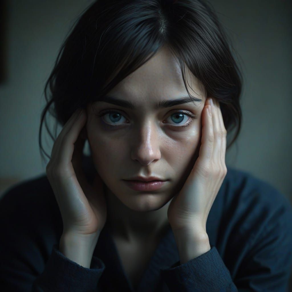 Melancholic Portrait in Expressionist Style