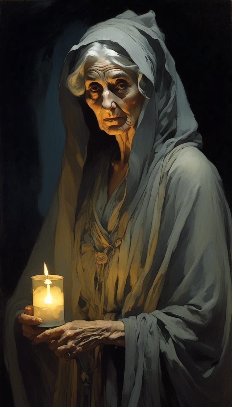 Crone with Candle Clair-Obscur