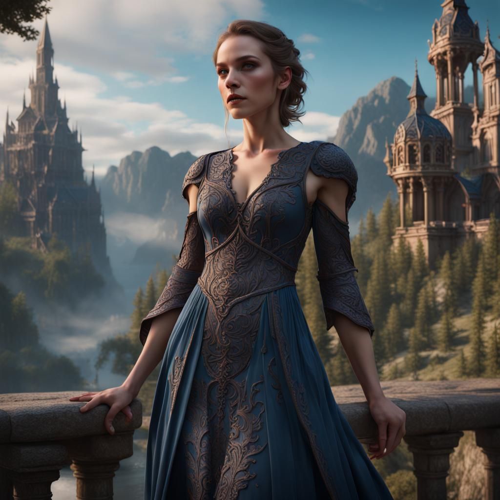 Detailed Dress in a Fantastical Matte Painting
