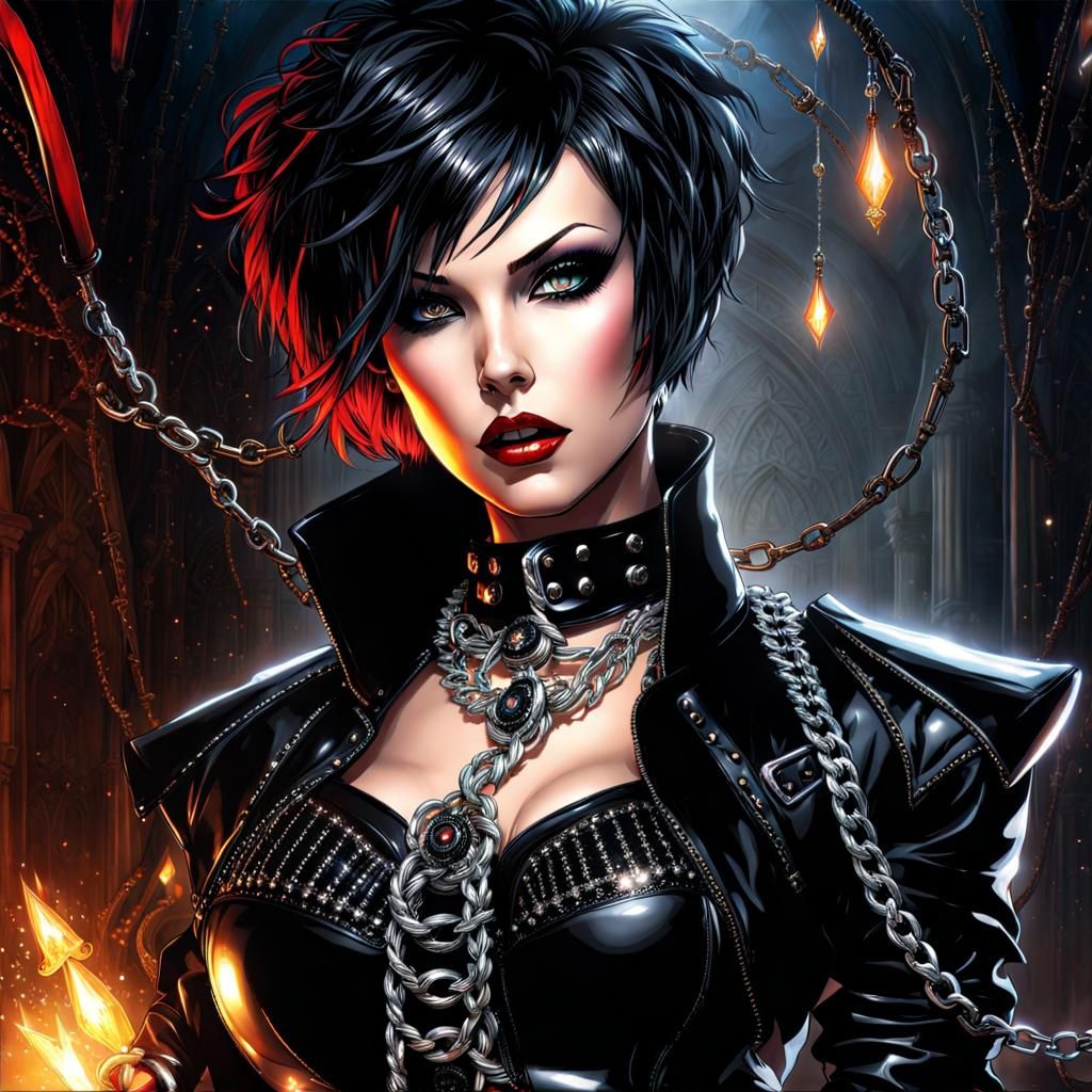 Gothic Fantasy Woman in Latex and Lace