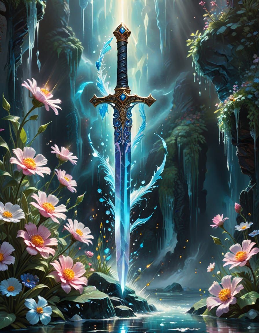 Ethereal Ice Sword in Shimmering Crystal Clear