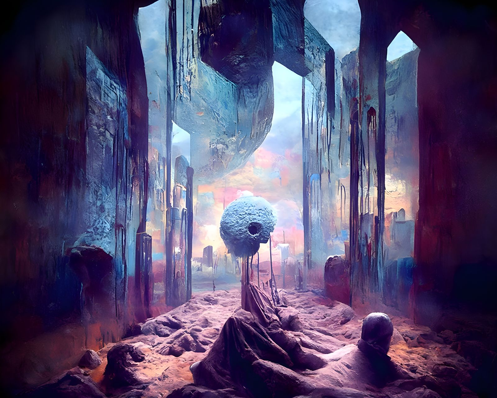 Surreal Dreamscape Inspired by Beksinski's Art