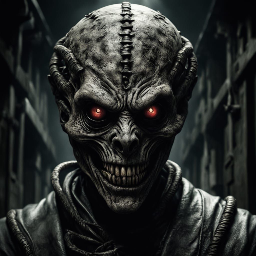 Eldritch Nurse Descends in Chiaroscuro Horror