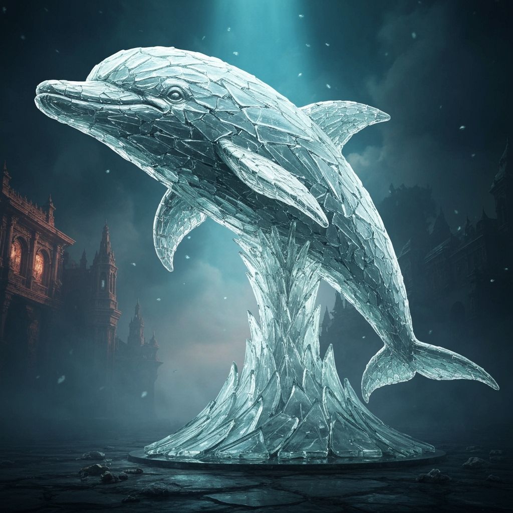 Frosted Glass Dolphin Sculpture With Epic Lighting