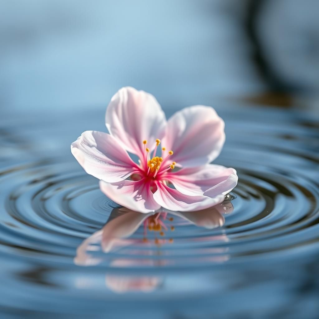 Macro Cherry Blossom Reflection in Water