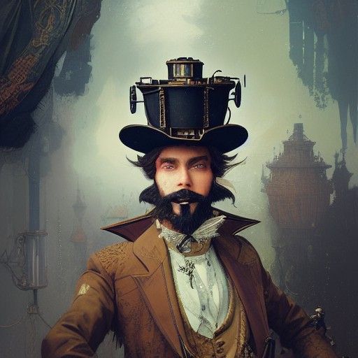 Steampunk Gentleman Portrait with Mutton Chops