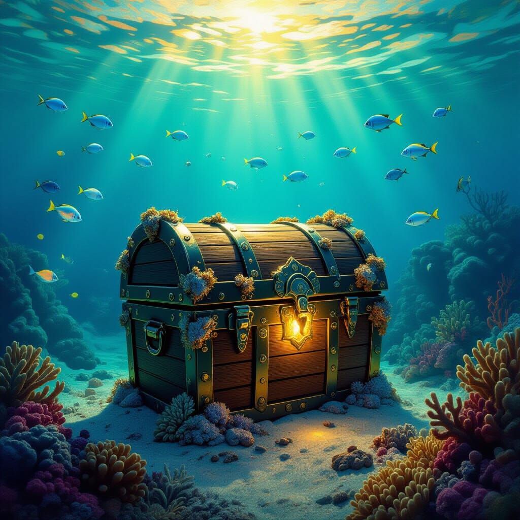Glowing Treasure Chest on Enchanting Seabed