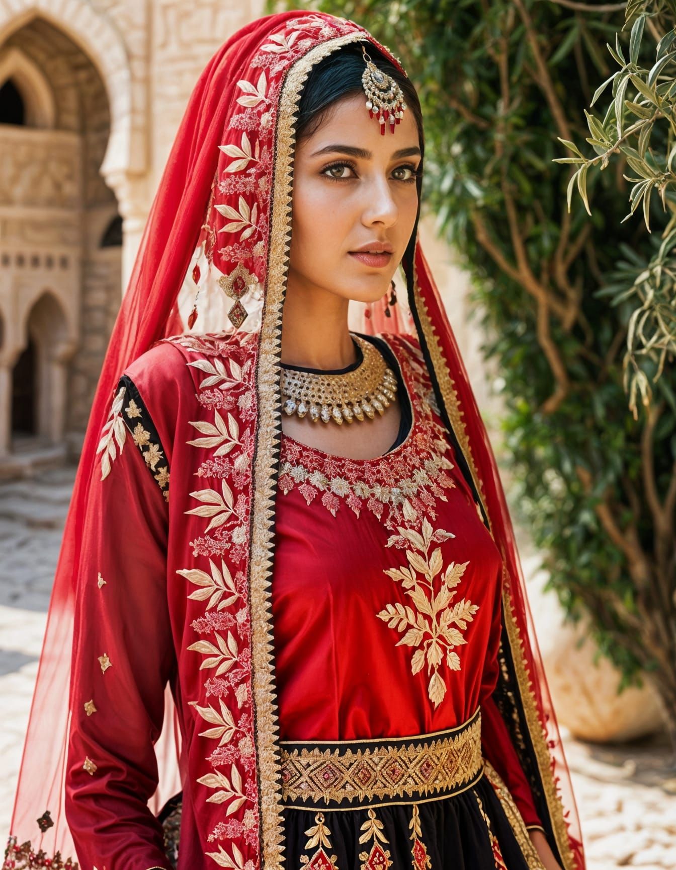 Palestinian Woman in Traditional Bethlehem Dress