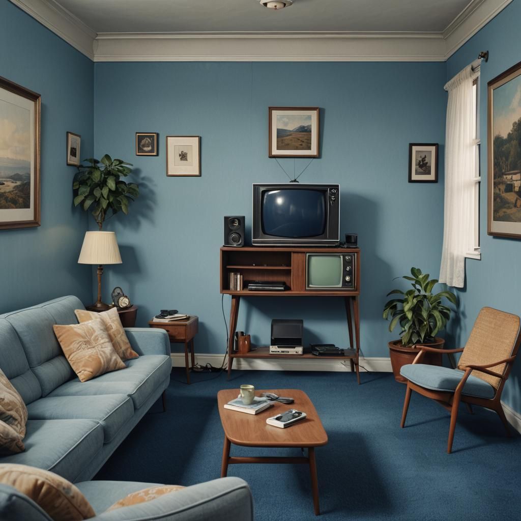 Cozy 1970s Lounge Room Interior: Matte Painting