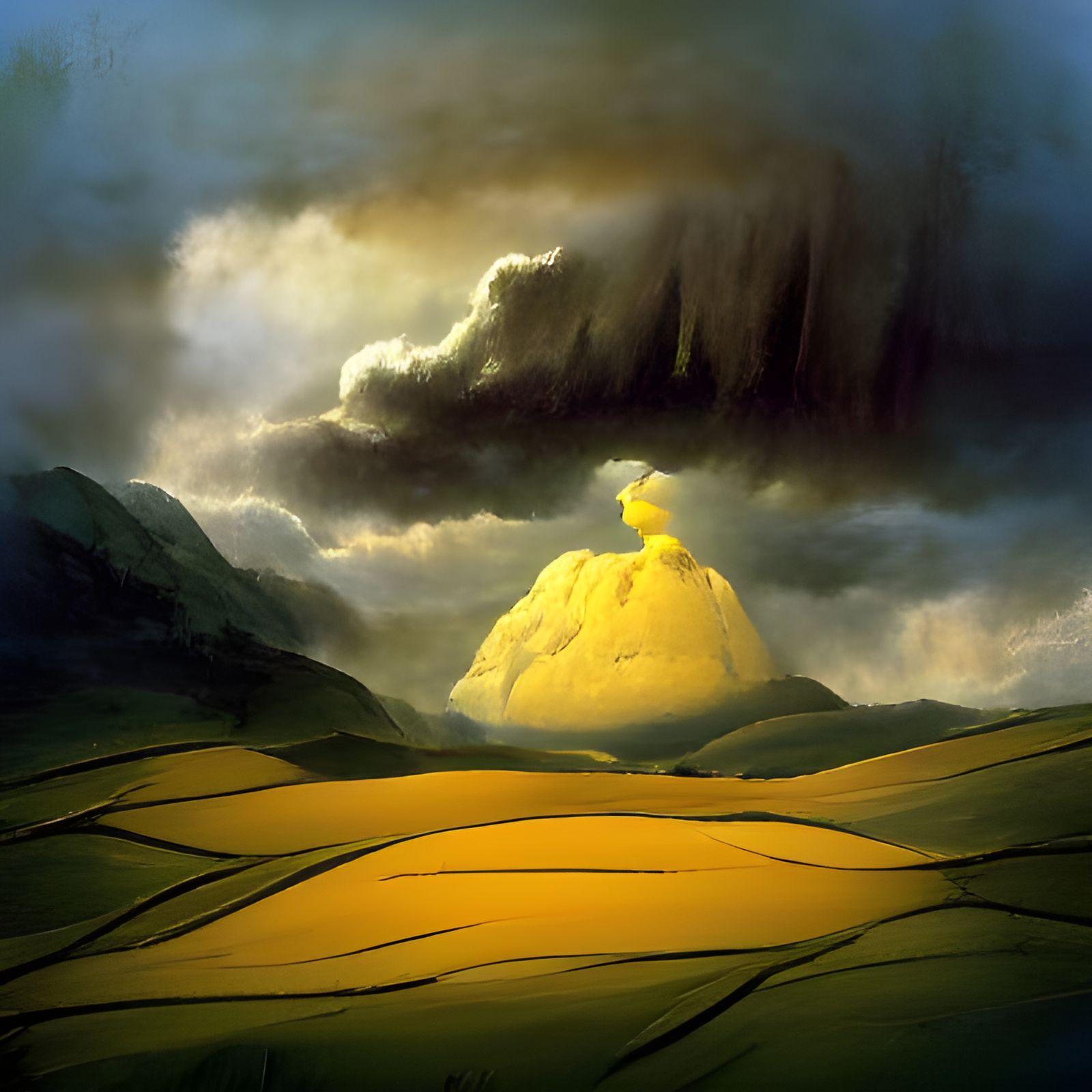 Dramatic Mountain Landscape in Romantic Style