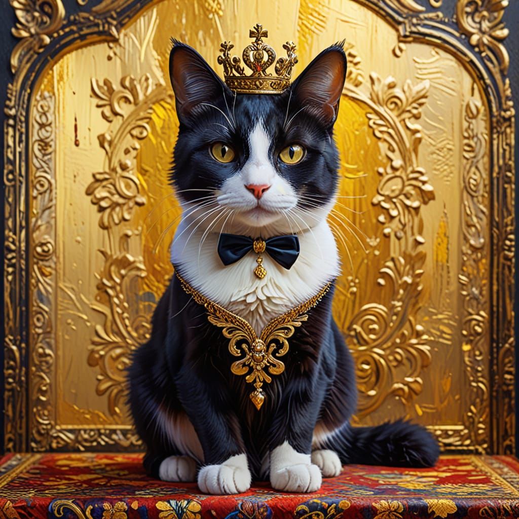 Mona Lisa Tuxedo Cat in Fauvism Style