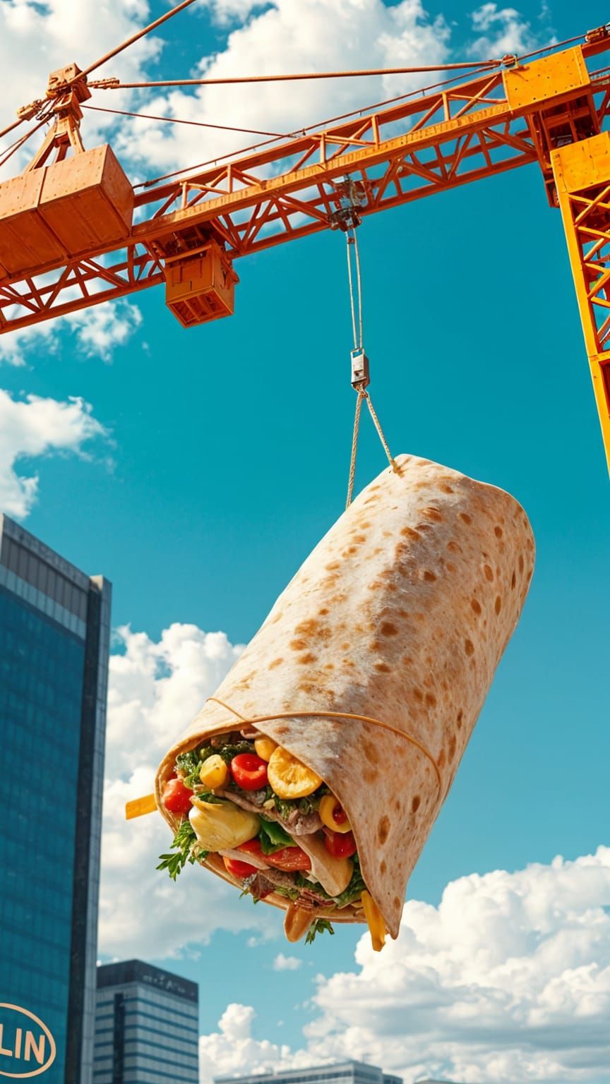 Giant Burrito Delivery Ascends Skyscraper: Humorous Advertis...
