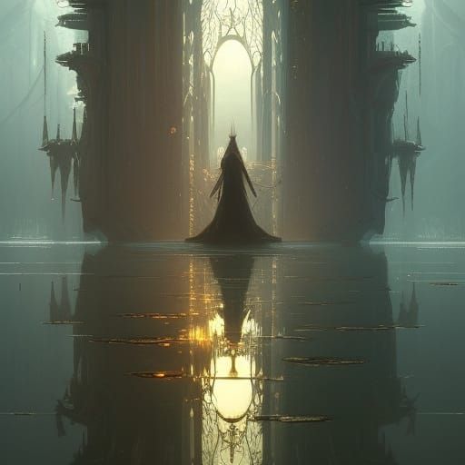Mirror Water: Dark Fantasy Concept Art in 8k