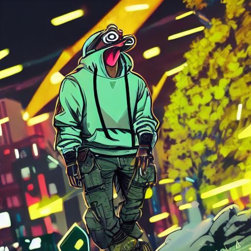 Frog Character in Bojack Horseman Style, Hypebeast Fashion