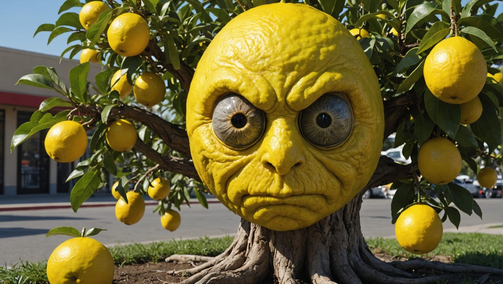 Hyperrealistic Mutant Lemon Tree Monster Portrait