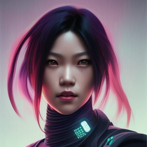 Cyberpunk Asian Woman Portrait in 8K Resolution