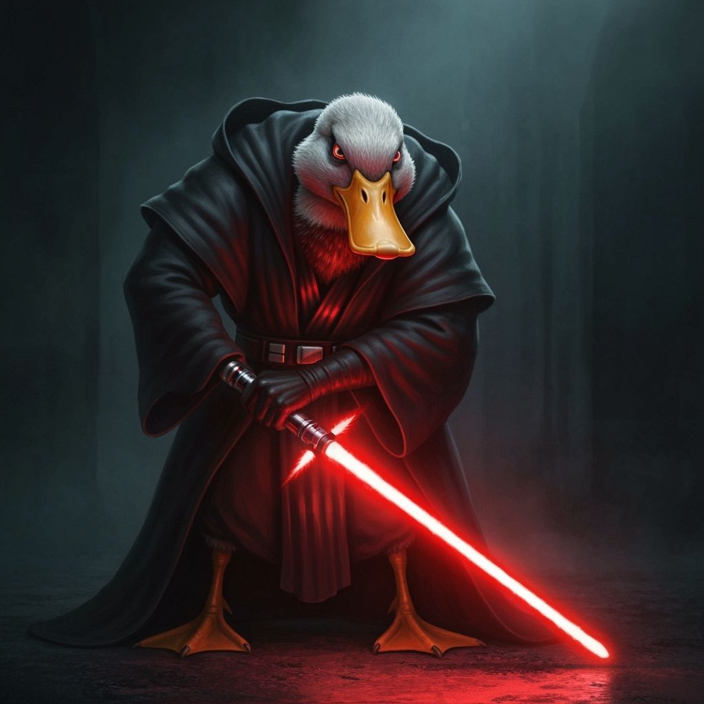 Sith Duck Wields Lightsaber in Ominous Scene
