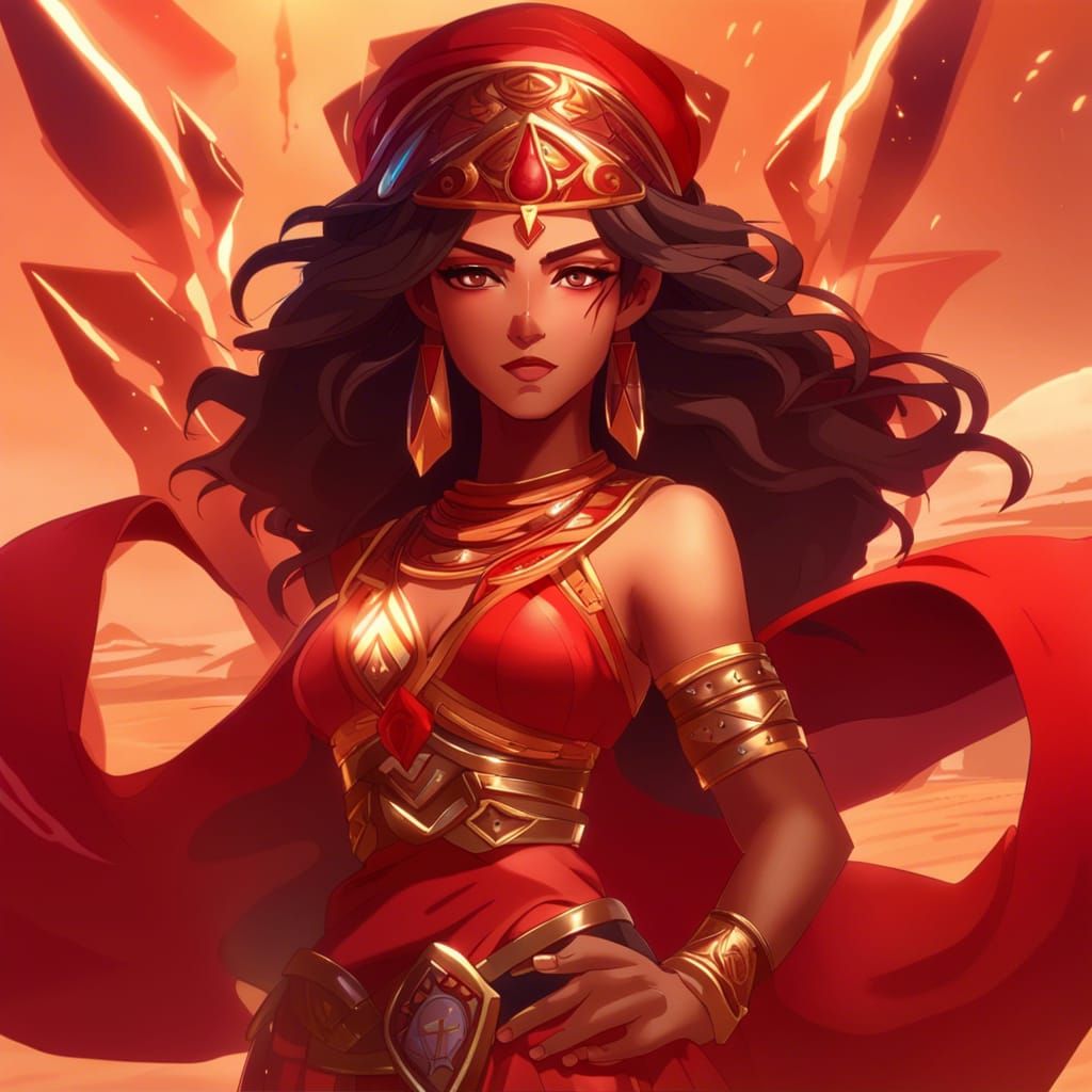 Arabian Egyptian Queen in Genshin Impact Style