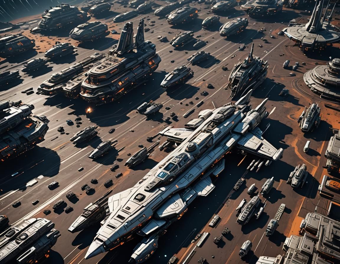 Epic Sci-Fi Spaceship Fleet in Deep Space