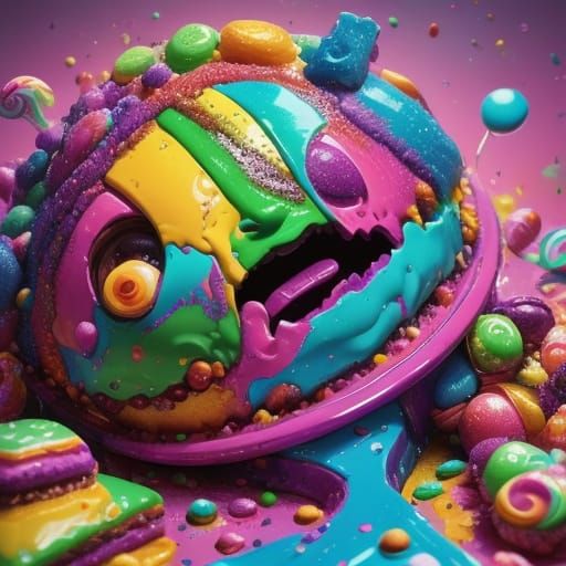 Whimsical Pop Art Voodoo Doll Made of Candy