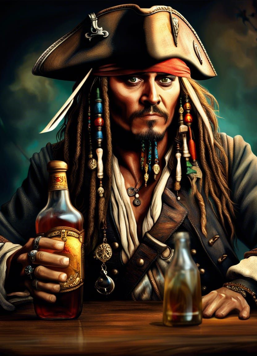 Hyperrealistic Captain Jack Sparrow Concept Art