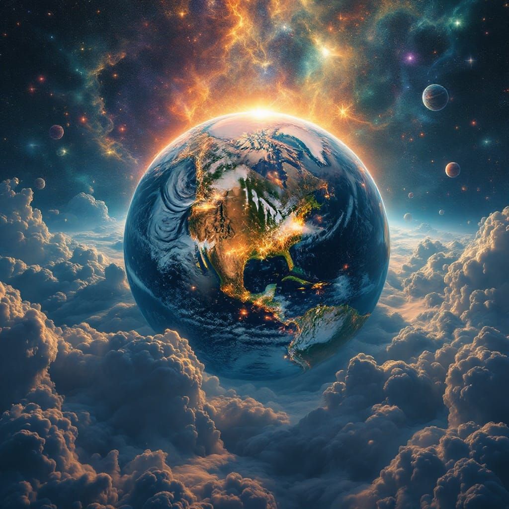 Epic Hyperdetailed Painting of Earth as a Vibrant Canvas