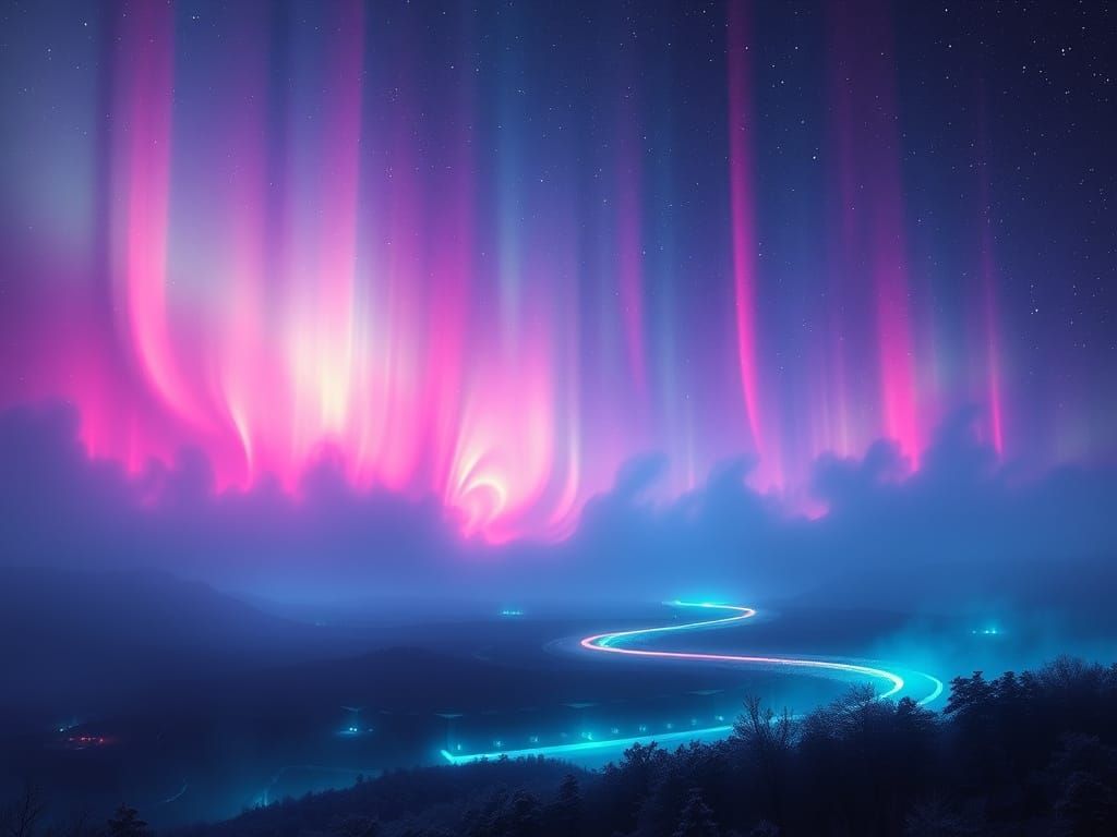 Surreal Aurora Lights in Bold Color Fields