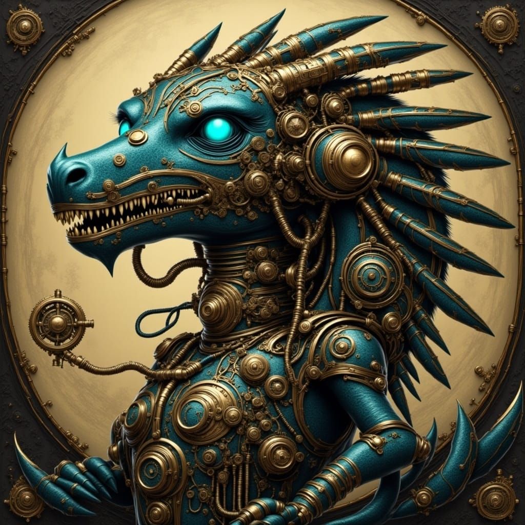 Surreal Steampunk Dragon in Intricate Detail