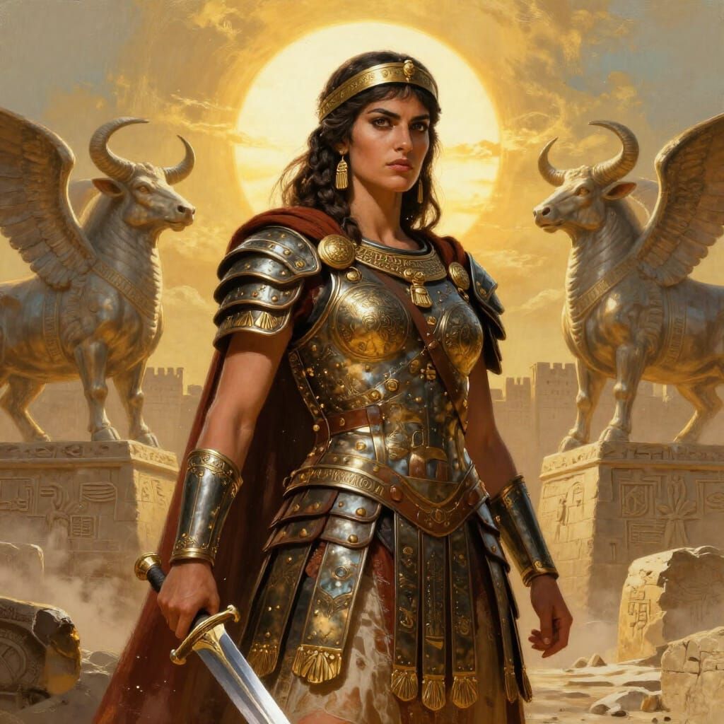 Assyrian Warrior Woman in Lamellar Armor