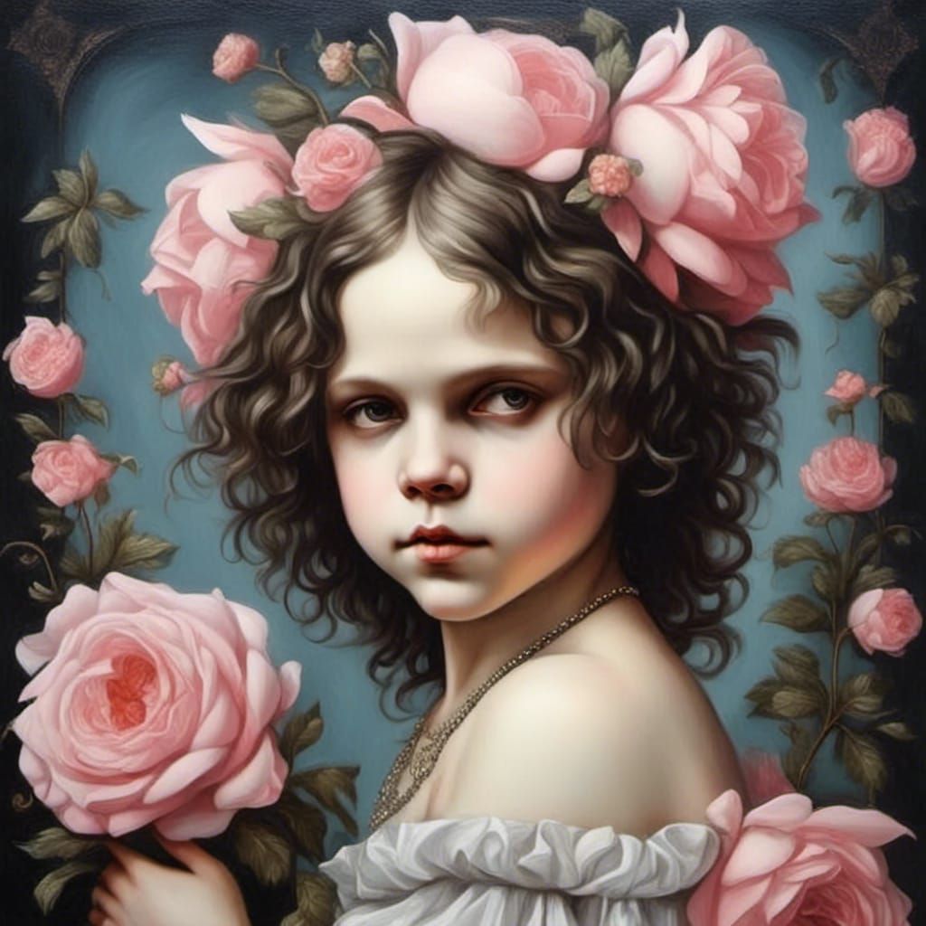 Romantic Portrait of a Young Woman in Oil Paint