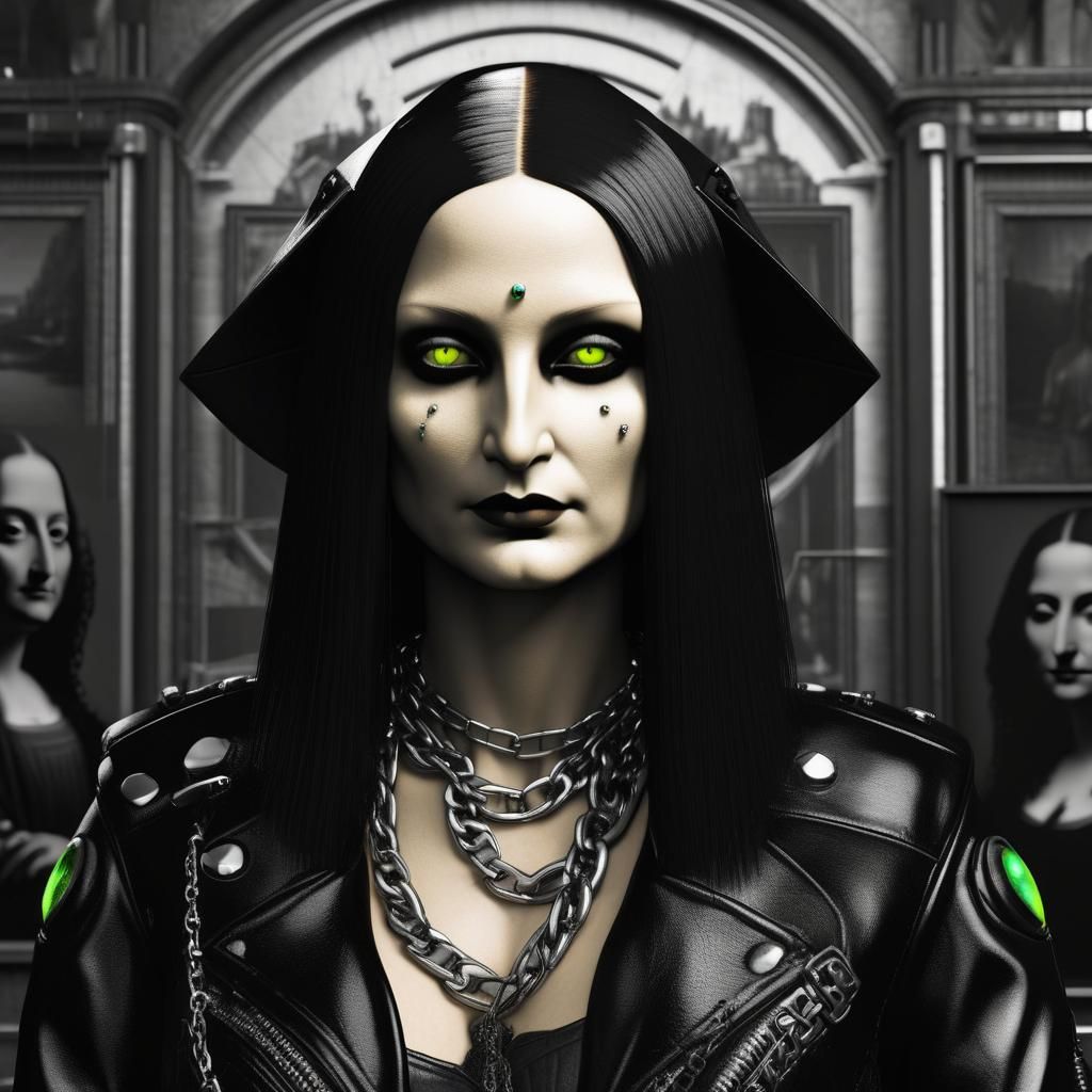 Mona Lisa as Gothic Punker in Digital Art