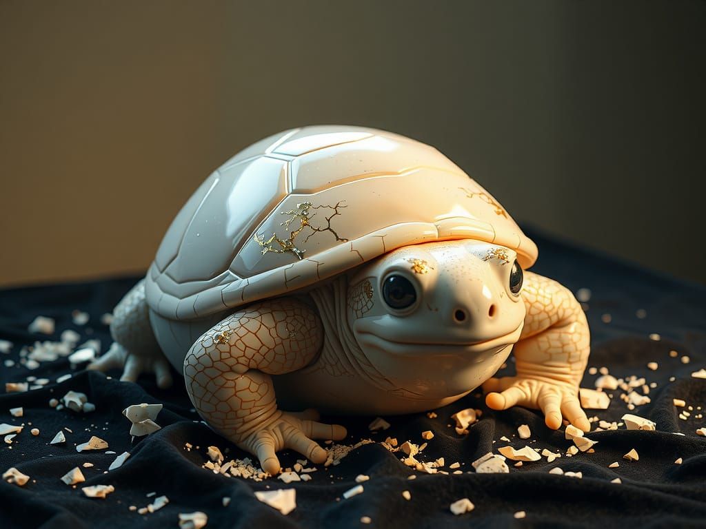 Kintsugi Turtle in Majestic, Ethereal Light