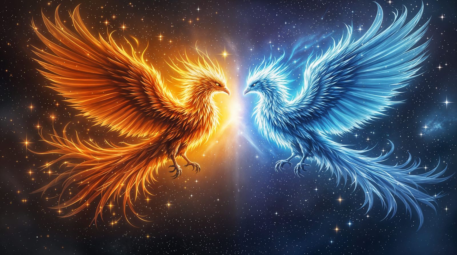 Celestial Confrontation: Fire and Ice